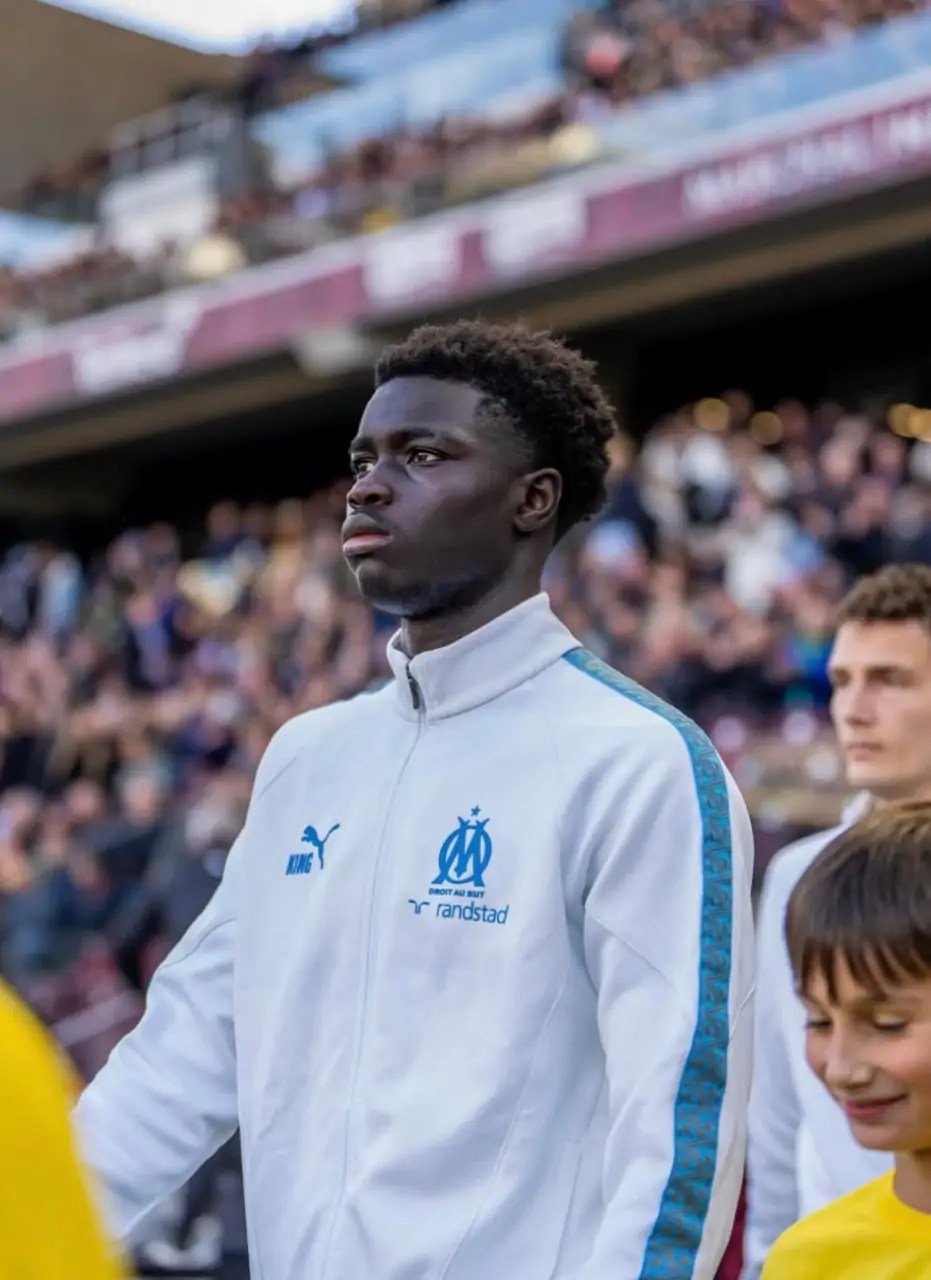 Robinio Vaz avec le maillot de l’OM pendant un match de Ligue 1